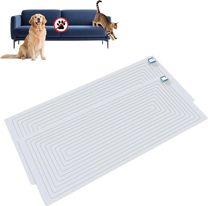 PAPARELA Scat Shock Mat for Dogs and Cats Indoor, Pet Shock Mats for Training Pets, Electric Repellent Mat Keeps Dogs and Cats Off Counter, Couch and Sofa, 3 Training Modes (48"x 20" Two Pieces)