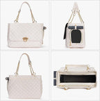 Fashion Pet Carrier Dogs Cat Small Animals Purse Bag, Leather Pet Carriers Dog Puppy Kitten Tote Travel Handbag TSA Airline-Approved