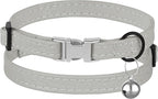 Leather Cat Collar with Buckle and Removable Bell - Non Breakaway Adjustable Soft Safety Small Pet Collars for Girl Boy Cats Kitten (Gray)