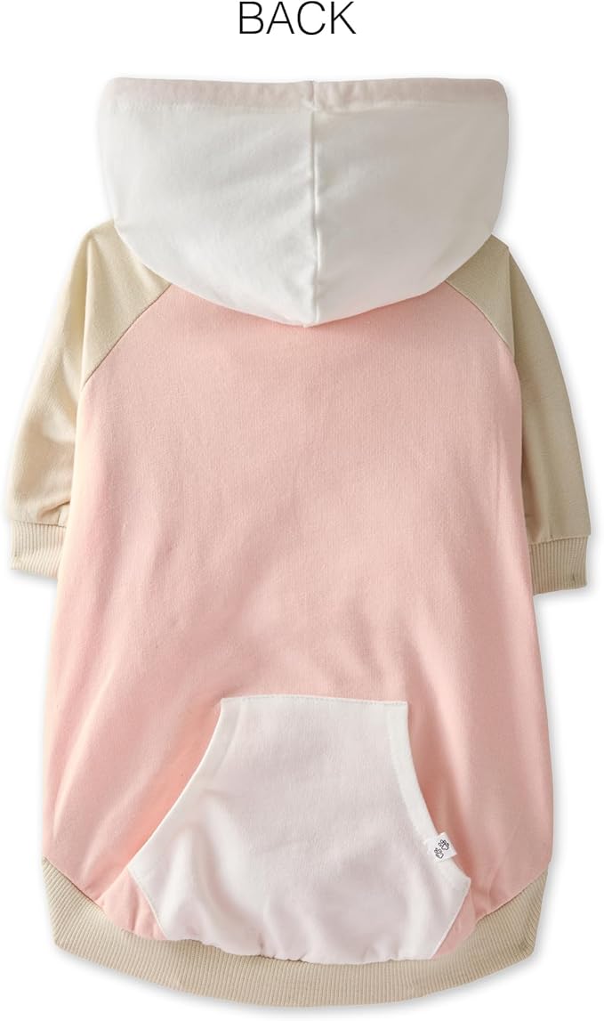 Rocky – The Orginal Lightweight Hooded TEE 100% Organic Cotton Dog Hoodie Pet Coat Sweater for Small, Medium, Large Dogs, Pink Color Block, Medium