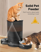 SURDY Automatic Cat Feeder for 2 Cats, 3L Food Dispenser Auto Cat Feeder with 2 Stainless Bowls, 10s Meal Call Dual Power Supply and Timer Setting 12 Portions 6 Meals Per Day for Cats and Dogs