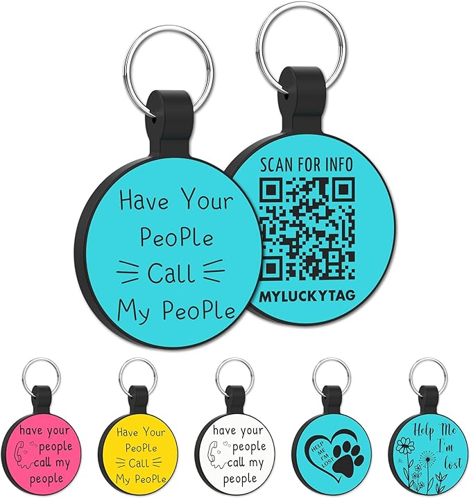 Myluctag QR Code Dog Cat Silicone Digital ID Tag, Online Pet Profile, Pet Location Alert Email