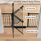 29.5-53.1" Extra Wide Baby Gate for Stairs No Drilling, 30" Tall Auto Close Press Mounted Baby Gate for Doorways, Adjustable Width Walk Through Dog Gates for Doorways, Black