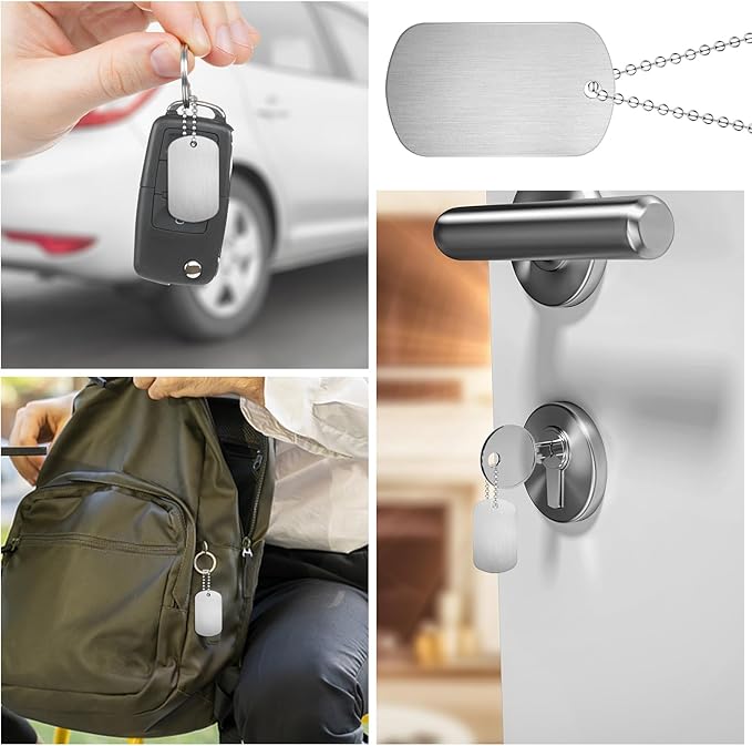 100Pcs Military Dog Tags, Rectangle Blank Metal Stamping Tags Set Including 50Pcs Aluminum Blank Dog Tags 50Pcs Ball Steel Chains Personalized Pets Tags for DIY Decorative Craft (Sliver)