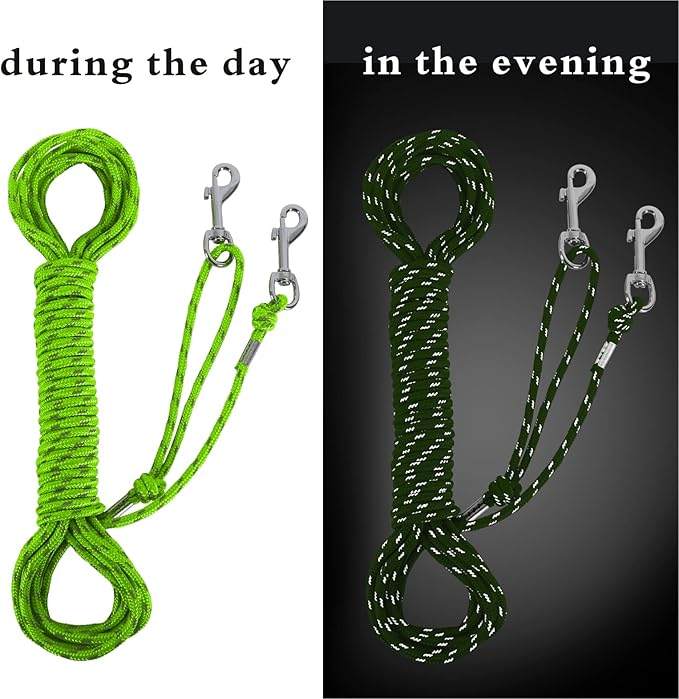 Reflective Cat Leash -50FT Cat Cable Out Escape Proof Walking Leads Yard Long Durable Safe Leash Traning Play Outdoor for Puppies/Kittens/Small Animals(Green)