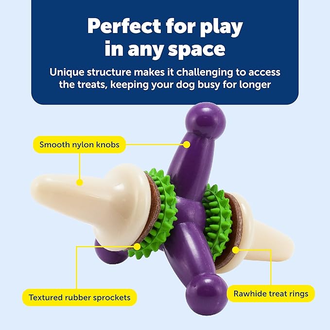 PetSafe Busy Buddy Jack - Keeps Dog Busy - Includes Treats Refill - Treat Holding Dog Toy - Helps Clean Teeth - Durable Rubber - Strong Chewers - Dishwasher Safe - Large - Purple