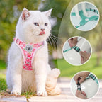 BEAUTYZOO Cat Harness and Leash Set for Walking Escape Proof, Neck Release Adjustable Harness for Kitten Puppy Small Medium Large Cats, Soft Cute Easy Control Small Cat Harness for Cats Boy and Girls