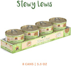 Weruva Classic Cat Stews, Stewy Lewis with Lamb, Chicken & Salmon in Gravy, 5.5oz Can (Pack of 8)