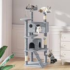 MoNiBloom Cat Tree, 70 Inch Cat Tree Tower with 2 Condo, Tall Cat Tower with Scratching Post, Cat Climbing Tower, Cat Tree for Indoor Cats, Light Grey