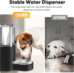 7L Automatic Dog Water Dispenser Bowl, Gravity Pet Water Dispenser with Stainless Steel Bowl, No Spilling Large Capacity Water Feeder for Dogs Cats (7L Without Filter Black)