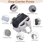 Dog Purse Carrier for Small Dogs, Cats, and Puppies – Soft-Sided Travel Pet Tote Bag with 4 Large Pockets, Foldable, Lightweight, Fits Pets up to 15 lbs, for Travel, Vet, Outings (Grey)