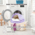 Cat Bed for Indoor Cats, Calming Cozy Cave with Self-Warming Plush, Entire Bed Machine Washable & Anti-Slip Base, Breathable Pet Bed for Small Cats&Dogs All Seasons (Purple, 20 * 20inch)