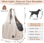 Dog Purse Carrier for Small Dogs, Cats, and Puppies – Soft-Sided Travel Pet Tote Bag with 4 Large Pockets, Foldable, Lightweight, Fits Pets up to 15 lbs, for Travel, Vet, Outings (Beige)