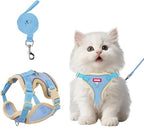 wanheart Cat Harness and Leash Set Escape-Proof Adjustable cat Leash and Harness Combo Suitable for All cat Breeds (Blue, S)