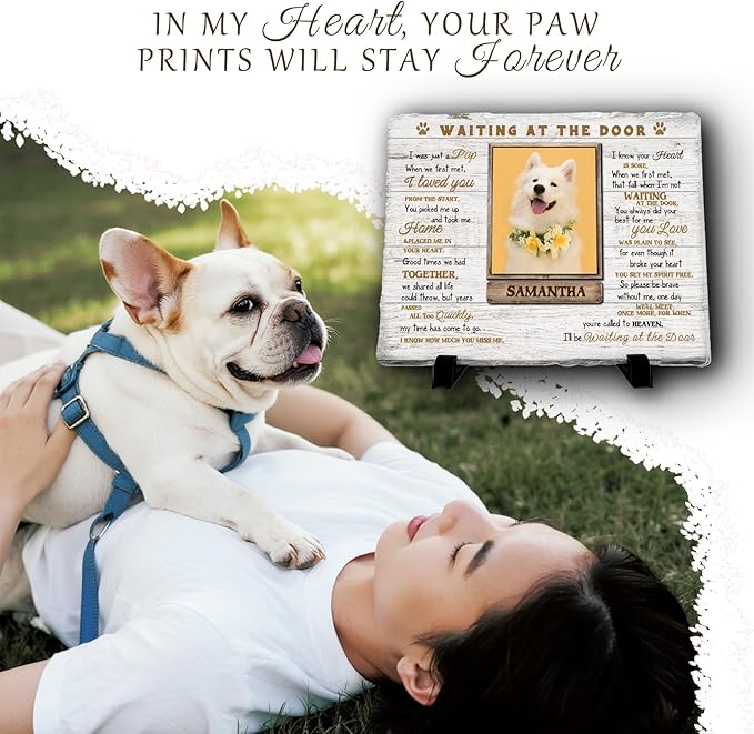 Personalized Pet Memorial Stone, Custom Dog Memorial Gifts for Loss of Dog with Photo Name Date, Dog Remembrance Gift, Loss of Dog Sympathy Gift for Dog Cat Lovers (Quote 5)