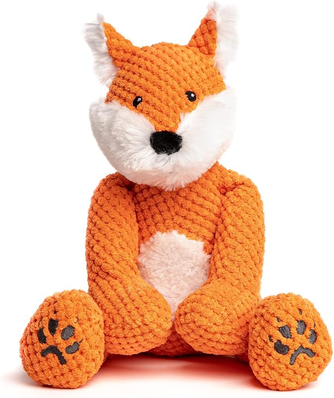 fabdog Floppies Plush Dog Toy - Cute & Durable Squeaky Dog Toys - Best Squeak Toy for Puppies and All Breeds | Ideal Pet Gift| Small Fox