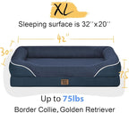 Removable Orthopedic Large Dog Bed -XL Large Dog Beds with Washable Cover and Removable Bolsters Non-Slip Bottom & Waterproof Pet Bed Sofa for Big Size Dogs