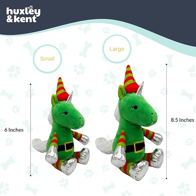 Huxley & Kent Funny Dog Toy w/Squeaker – Holiday Power Plush Squeaky Dog Toys for Small, Medium & Large Dogs – Soft Stuffed Animal for Indoor Play & Fetch - Buddy Unicorn, Small