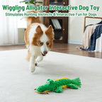 Alligator Interactive Dog Toys, Motion Activated Plush Dog Toys to Keep Dogs Busy, Wiggling Tail Interactive Dog Toy for Small/Medium/Large Dogs, USB Rechargeable Puppy Toys