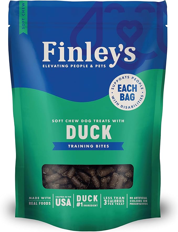 Finley's Soft Chew Dog Treat Training Bites Treats for Dogs Made in USA | Duck Recipe | All-Natural Protein Wheat Free Dog Treats | Healthy Dog Treat Bags | No Preservatives, 16 Ounce (Pack of 6)