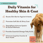 Natural Dog Company Skin & Coat Supplement for Dogs Omega-3 Rich Salmon Oil Chews for Itchy Skin Relief, Shedding & Allergy Support, Shiny Coat Health, with Biotin, Vitamin E, Grain-Free (90 Count)