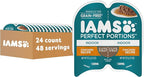 IAMS Perfect Portions Indoor Adult Wet Cat Food Cuts in Gravy, Chicken Recipe, 2.6 oz. Easy Peel Twin-Pack Trays (24 Count, 48 Servings)