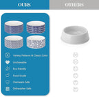 Selamica Ceramic 30 OZ Dog Bowls, Dog Food and Water Bowls with Wooden Stand, Anti-Slip Dog Dishes Set for Cats Small & Medium Sized Dogs, Weighted Pet Bowls Set of 2, Vintage Blue A