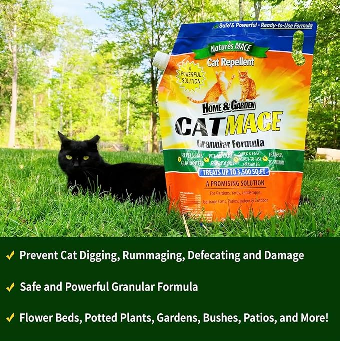 Nature's Mace Cat Mace, Cat Repellent Outdoor Granular, Deterrent, Stop Cats, Keep Cats Away, for Yard, Garden, Anti Cat Pee, No-Dig, Training Tool, 6 lb, Safe to Use Around People, Pets, Plants