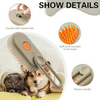 Steamy Pet Brush - Convenient Hair Removal, Easy Collection, Massage Function - Ideal Steam Brush for Cats! (White+coffee)