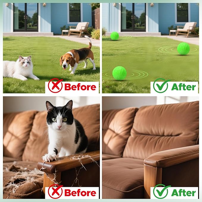 Cat Repellent Ball &,Spray, Dog Repellent, Natural Peppermint Oil Cat & Dog Deterrent Spray 60ml Outdoor and Indoor, Keep Cats Out of Yard Permanently, Protect Your Yard and Furniture