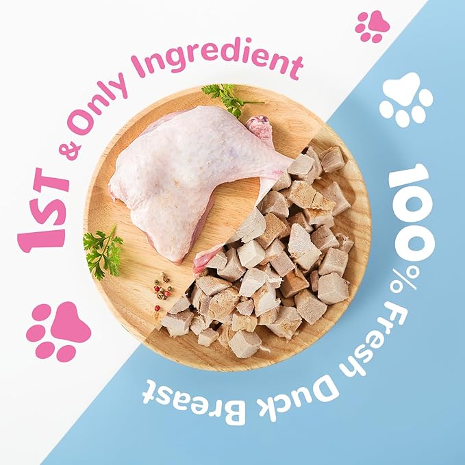 PAWUP Freeze Dried Duck Treats for Cats Dogs, Rawhide Free Freeze-Dried Raw Food Topper, High Protein, Gluten&Grain Free, 4.6oz