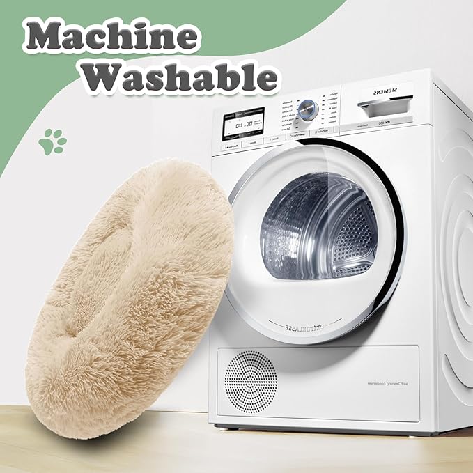 JOLLYVOGUE Dog & Cat Bed, Calming Anti-Anxiety Pet Bed for Small Dogs, Fluffy Donut Cushion for Small and Medium Pets (23")