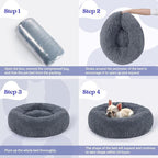 rabbitgoo Dog Bed for Small Dogs, 24 inches Washable Small Dog Bed, Fluffy Donut Dog Bed Anti-Slip, Calming Soft Plush Round Pet Bed for Dogs, Fits up to 18 lbs Pets, Dark Grey