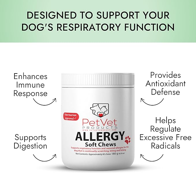 Pet Vet Allergy Relief Chews for Dogs (Beef Liver) – Itchy Skin Relief for Dog Allergies – Skin Irritation Treatment, Allergy Chews, Pet Probiotics – Dog Health