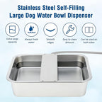 BWOGUE 3 Gal Automatic Dog Water Dispenser for Large Dogs Stainless Steel Outdoor Water Bowl Large Breed Self Filling Dog Waterer Feeder for Dogs Cat Chicken Livestock