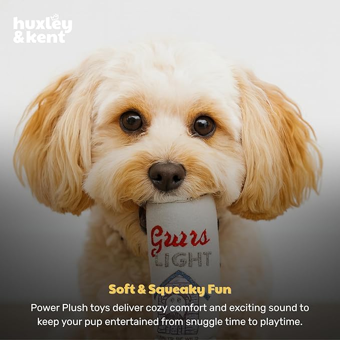 Huxley & Kent Funny Dog Toy w/Squeaker – Power Plush Squeaky Dog Toys for Small Dogs – Durable Small Stuffed Animal for Indoor Play & Fetch - Tiny Tuff Grrrs Light