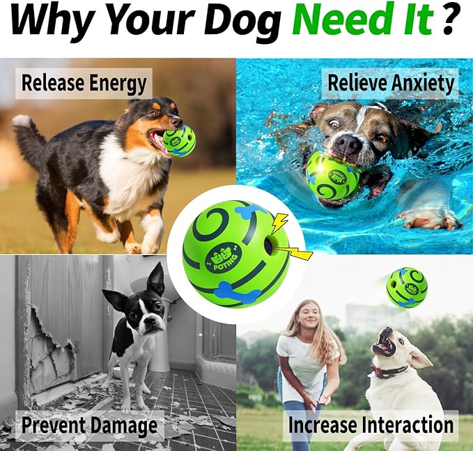 Giggle Ball for Dogs 2 Pack, Glowing Interactive Dog Toys Balls, Rolling Squeaky Toy for Large Medium Small Dogs, Fun Giggle Sounds Attract Attention When Rolled or Shaken - 3.94 inch