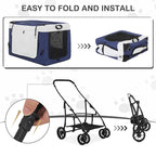 MoNiBloom Dog Cat Stroller for Dogs Cats, 4 Wheels Pet Stroller Jogger w/Detachable Carrier, Travel Strolling Cart, Soft Collapsible Dog Crate
