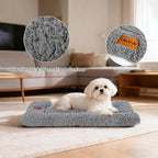 DELIFUR Warm Pet Stroller Pad - Non-Slip Kitten Puppy Bed Mat Soft Plush Winter Liner with Silicone Grips for Crate & Hard Floors Machine Washable Grey