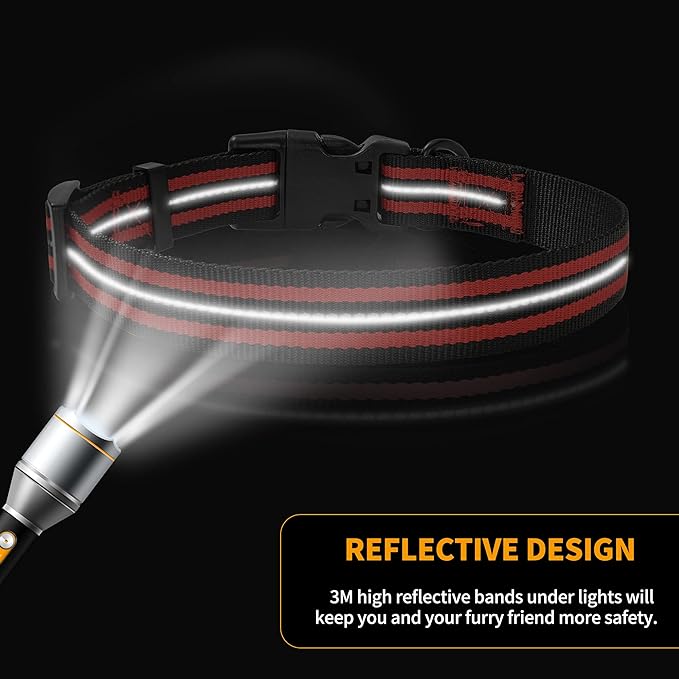 Mile High Life Reflective Dog Collar | Nylon Pet Collars wiith Buckle | Light Weight Puppy Collars | Red Dog Collars for Large Dogs (Red, L)
