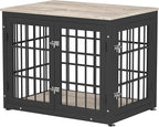 32 Inch Heavy Duty Dog Crate Furniture for Medium and Small Dogs, Decorative Pet House End Table, Wooden Cage Kennel Furniture Indoor, Grey