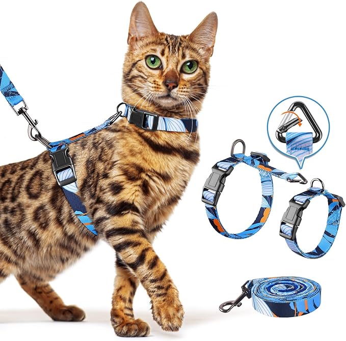 Halypet Cat Harness and Leash Set, Escape Proof [3 in 1 Adjustable & Lightweight] Cat Harness, Safe Kitten Harness for Large Cats Comfortable Soft, Easy to Wear, Walking Outdoor Travel, Medium