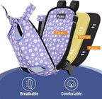 Pawaboo Pet Carrier Backpack, Adjustable Pet Front Cat Dog Carrier Backpack Travel Bag, Legs Out, Easy-Fit for Traveling Hiking Camping for Small Medium Dogs Cats Puppies, Small, Black & Purple Daisy