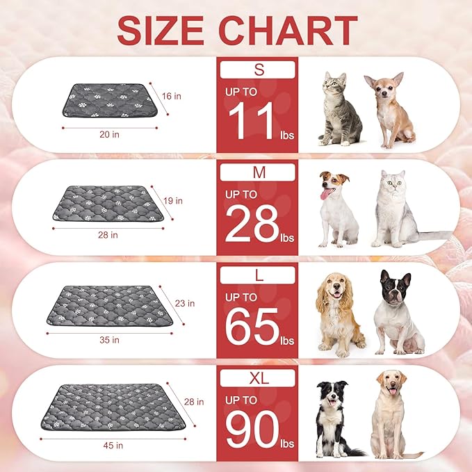 BEAUTYZOO Self Warming Cat Bed Pad, Self Heating Dog Bed Mat, Heated Cat Bed for Indoor Outdoor Cats, Thermal Warmer Pet Pad for Kitten Puppy Washable Non-Slip Chew Proof, 1 Pack 23 x 35 Inches Gray
