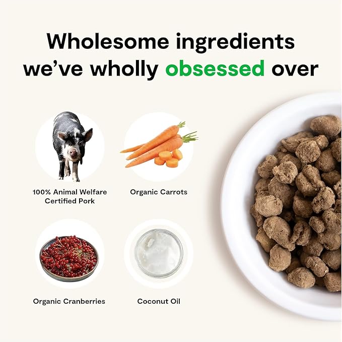 Open Farm, Freeze Dried Raw Dog Food, Morsels with 95% Meat, Organs & Bone, Organic Produce & Superfoods, Complete Meal or Freeze Dried Dog Food Topper, Pork Recipe, 22oz Bag