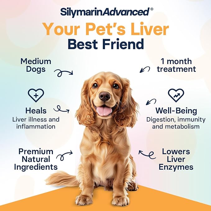 Liver Health Supplement for Medium Dogs - Milk Thistle for Dogs Liver Support with S-Adenosylmethionine (Same) & Silybin - 30 Tablets