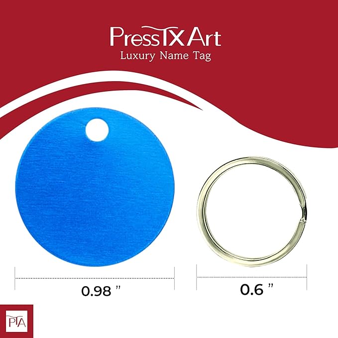 [Press TX Art] Multicolor Blank Discs Aluminum Tag Anodized Aluminum Stamping Blanks for DIY Decorative Craft Pet Dog ID Tags Blank with Ring (Round)