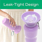 Springer Dog Water Bottle | Portable Travel Water Bottle Dispenser for Dogs | Dog Gift Seen on Oprah's Favorite Things, Shark Tank | Leak-Proof Bottles Fill Bowl with Water | BPA-Free 15oz Lilac