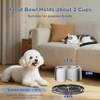 304 Stainless Steel Dog Bowls, Heavy Duty Dog Food Bowl with Extra Strong Non-Slip Mat, Thick Metal Base Water Bowl with Lick Mat for Puppies & Cats, Indoor/Outdoor (8.5 oz)