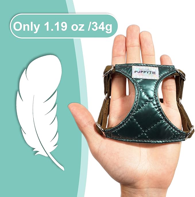 Puppytie No Pull Dog Harness with Multifunction Dog Leash,Soft Adjustable No Choke Escape Proof Pet Harness Vest for Medium Dogs,Glossy Dark Green,M